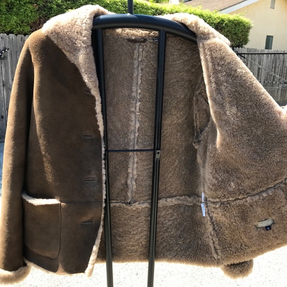 Territory Ahead, Leather Sherpa Brown Coat Medium - Picture 5 of 5